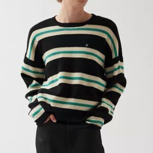 URBAN OUTFITTERS Shimmer Stripe Crew Neck Sweater Men's Size L Black Multi